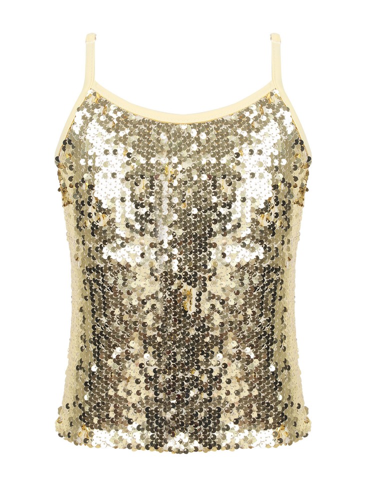 Sparkle Mode Tanktops voor Vrouwen Club Party Pailletten Glitter Sparkly Mouwloos Y2K Blouses Strass Spaghetti Bandjes Casual 2026 Tank Top V-hals Strappy Backless Strap Cami Leuke, Goud, 4XL