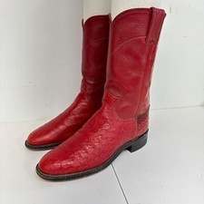 Vtg Justin Cowgirl Womens Boots full quill ostrich 5.5 B Red L3734 USA Made