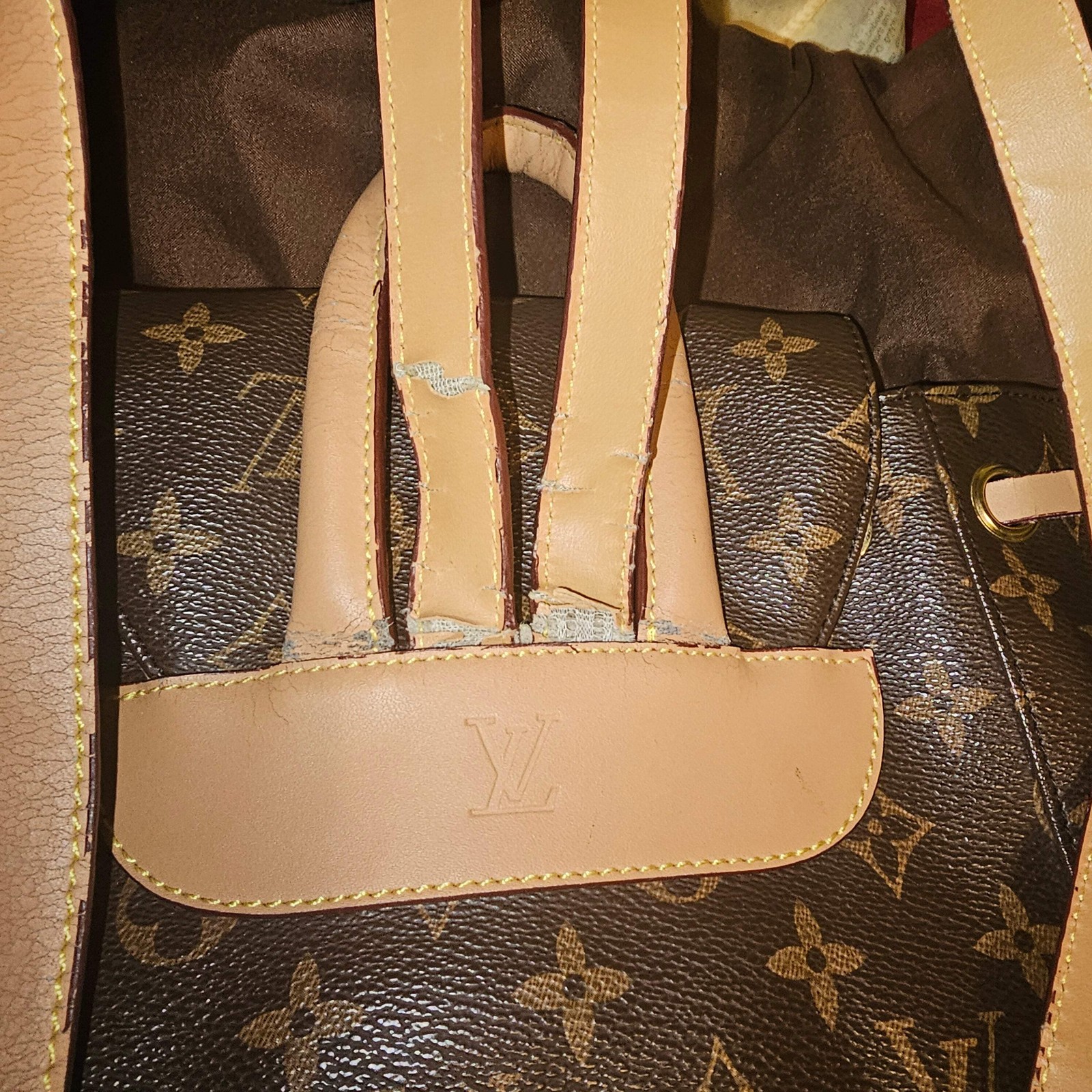 Brown Monogram Drawstring Backpack with Front Zip… - image 12