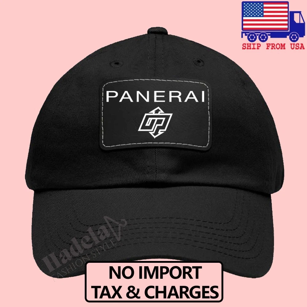 Panerai Luxury Watches Black Dad Hat with Leather Patch - Adjustable Size
