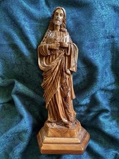 Olive Wood Carved Sacred Heart of Jesus Statue Made In Bethlehem 15 Inches Tall