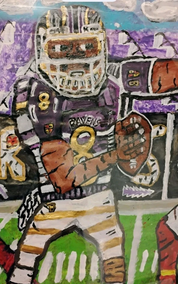 Pintura de Lamar Jackson Baltimore Ravens por Nick Feurer original firmada Foto 2 de 4