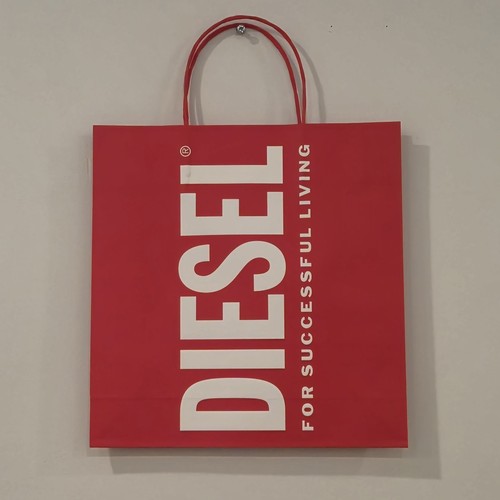 Diesel - Medium Sized Red & White Logo Paper Shopping Bag - Excellent Condition