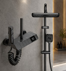 Colonne de Douche Thermostatique Grise LED Affichage Numérique 4 Fonctions