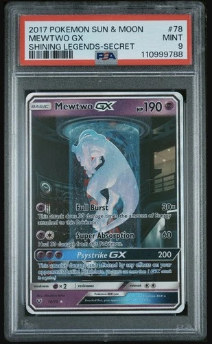 Pokemon Mewtwo GX Shining Legends Secret Rare #78 PSA 9 Mint