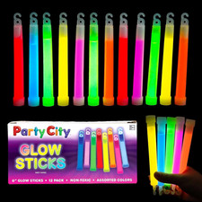 Party City Multicolor Glow Sticks Bulk Pack 6”- 12Pk Glow in the Dark Sticks for