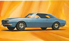 Beautiful Blue 1968 Camaro Sport Coupe by Chevrolet Classic Car Adv Postcard