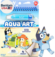 Bluey Aqua Art - Reusable Water Reveal Activity Pages with Water Pen for No-Mess