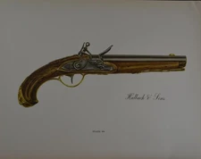 Antique Flintlock Gun Pistol Art Print Halbach & Sons Limited Edition 1955
