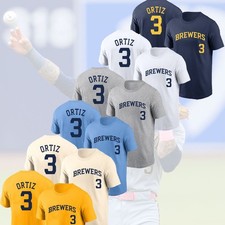 NEW HOT - Joey Ortiz #3 Milwaukee Brewers 2025 Name and Number Fan Gifts