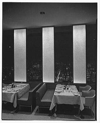 Hemisphere Club, Time-Life Building, Rockefeller Center. Panels and city, to