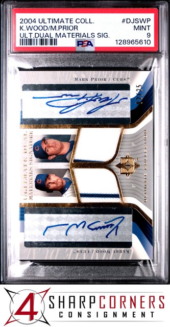 2004 ULTIMATE COLLECTION DUAL MATERIAL SIGNATURE KERRY WOOD-MARK PRIOR /25 PSA 9