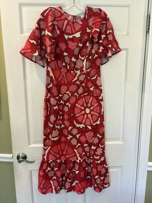 New Rhode x Target NWT 6 Red Zinnia Midi Dress Floral Print