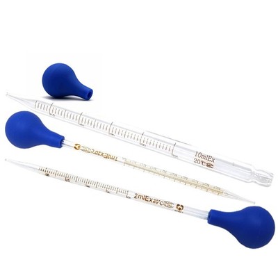 3 Graduated Medicine Glass Droppers 1ml, 2ml, 10ml, Transfer Pipet Pipette 8''