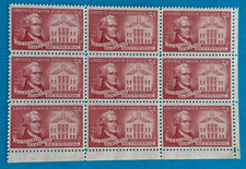 US Stamps Scott 1086 Alexander Hamilton & Fed Hall 1957 3c blk of 9 M/NH Fresh
