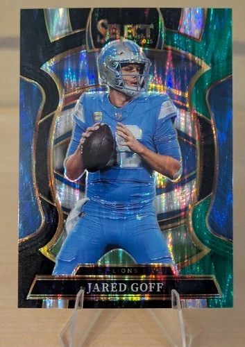 2025 Panini Select - Concourse Jared Goff #69 Black &amp; Green Shock Prizm - Lions
