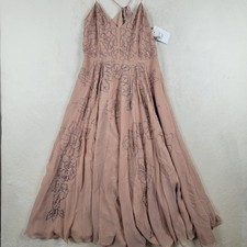 Asos Womens Fit & Flare Midi Prom Dress Beige Floral Lace Lined Size 10 US New