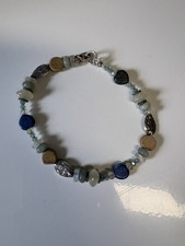 Beaded Gemstone Multicolor Bracelet with Lobster Clasp, Asymmetrical Shape
