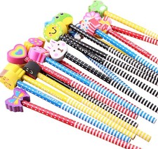 12 Pack Cute 2 Wood Pencils with Eraser Toppers