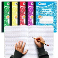 Composition Notebooks Primary Ruled 5 Pack, 200 Pages 100 Sheets, Color Marbl...