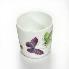 Limoges France Butterfly Porcelain Toothpick Holder Trinket Dish - 2”H