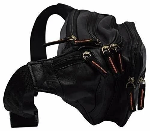 Riñonera de cuero para viajes al aire libre talla grande 7 bolsillos cintura Foto 4 de 4