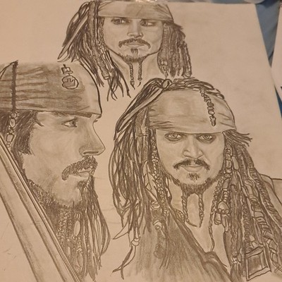 Captain Jack Sparrow Original Pencil Drawing by Brian C