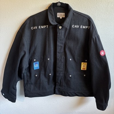 CAV EMPT C.E. Black Canvas Jacket Men s S Designer Chore Patches Made In Japan
