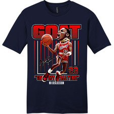 NEW ART SOCIETY MJ GOAT NO DISCUSSION NEW NAVY TEE SHIRT SM-4XLARGE MADE IN USA