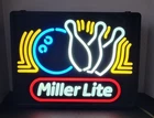 Vtg 19.75"x15.25" Miller Lite Beer Advertisement Bowling Ball Pin Lighted Sign
