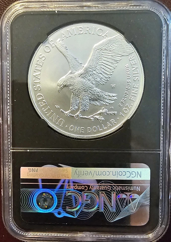 2022-W Burnished Silver Eagle MS70 NGC   Eagle Label Early Releases  - Image 3 of 4