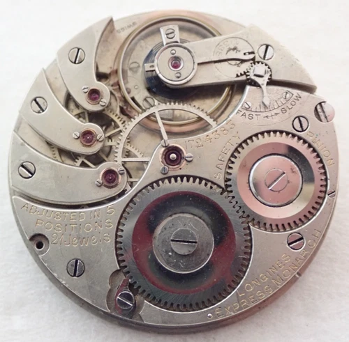 ANTIQUE 16s SWISS LONGINES 21 JEWEL 21j OPEN FACE POCKET WATCH MOVEMENT
