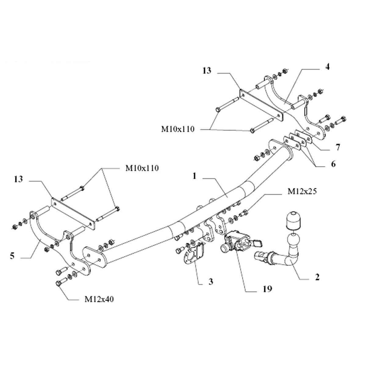 Attelage complet pour Renault Modus rotule amovible à la main pour porte-vélo et remorque - 3