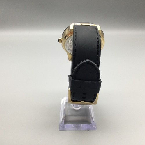 Bernoulli Watch Men 45mm Gold Tone Black Band Wood Gain DialNew Battery - Picture 6 of 16