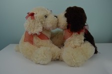Mary Meyer Kissing Dogs Plush Stuffed Animal Toys Magnetic Red Bows Puppy