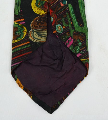 Vintage Employee Novelty Necktie Server Taco Beans Cactus Mexican Restaurant - Picture 5 of 5