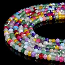 4X3MM Multi Jade Gemstone Faceted Rondelle 13.5 inch 80019527-P109 