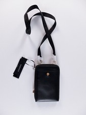 NO CUSTOMS TAX VERSACE La Medusa black leather mini crossbody long wallet bag