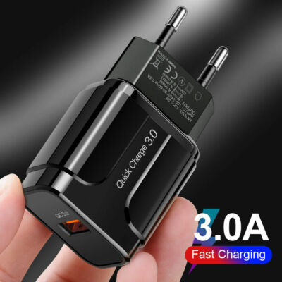 5V 3A Fast Quick Charge USB Port QC 3.0 EU US Plug Travel Wall Charger Adapter