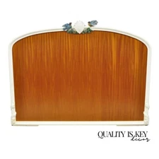 French Louis XVI Satinwood King Size Wall Mount Bed Headboard with Carved Birds