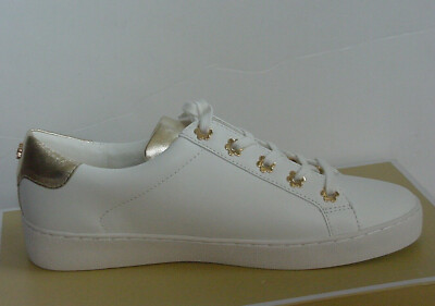 Michael Kors Women's Sneaker Irving Optic White Gold Leather MK