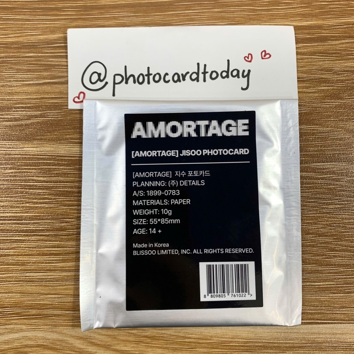 JISOO AMORTAGE MD MERCHANDISE PHOTOCARD POP-UP BLACKPINK OFFICIAL