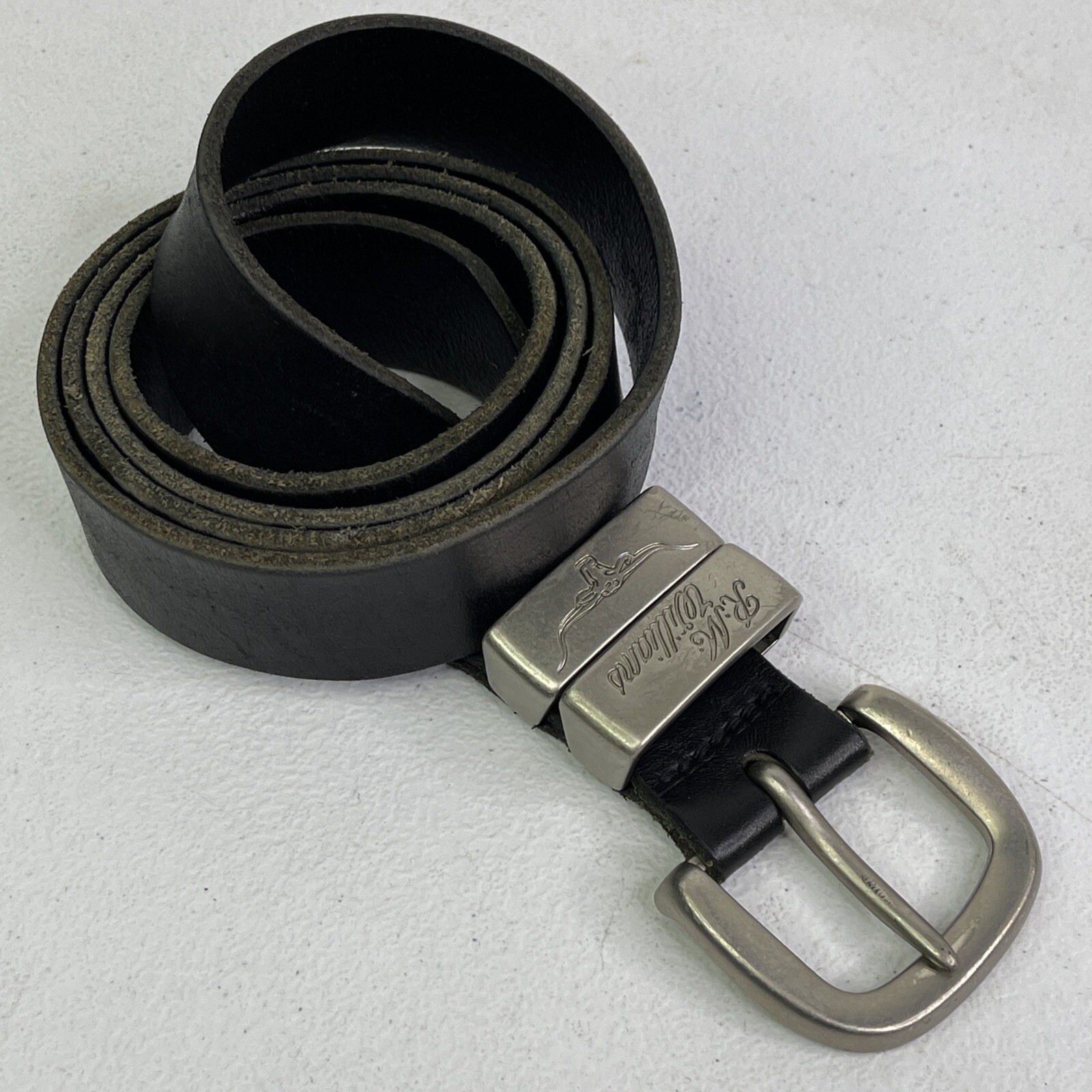 RM Williams Black Leather Belt & Buckle Mens Size 46/… Gem