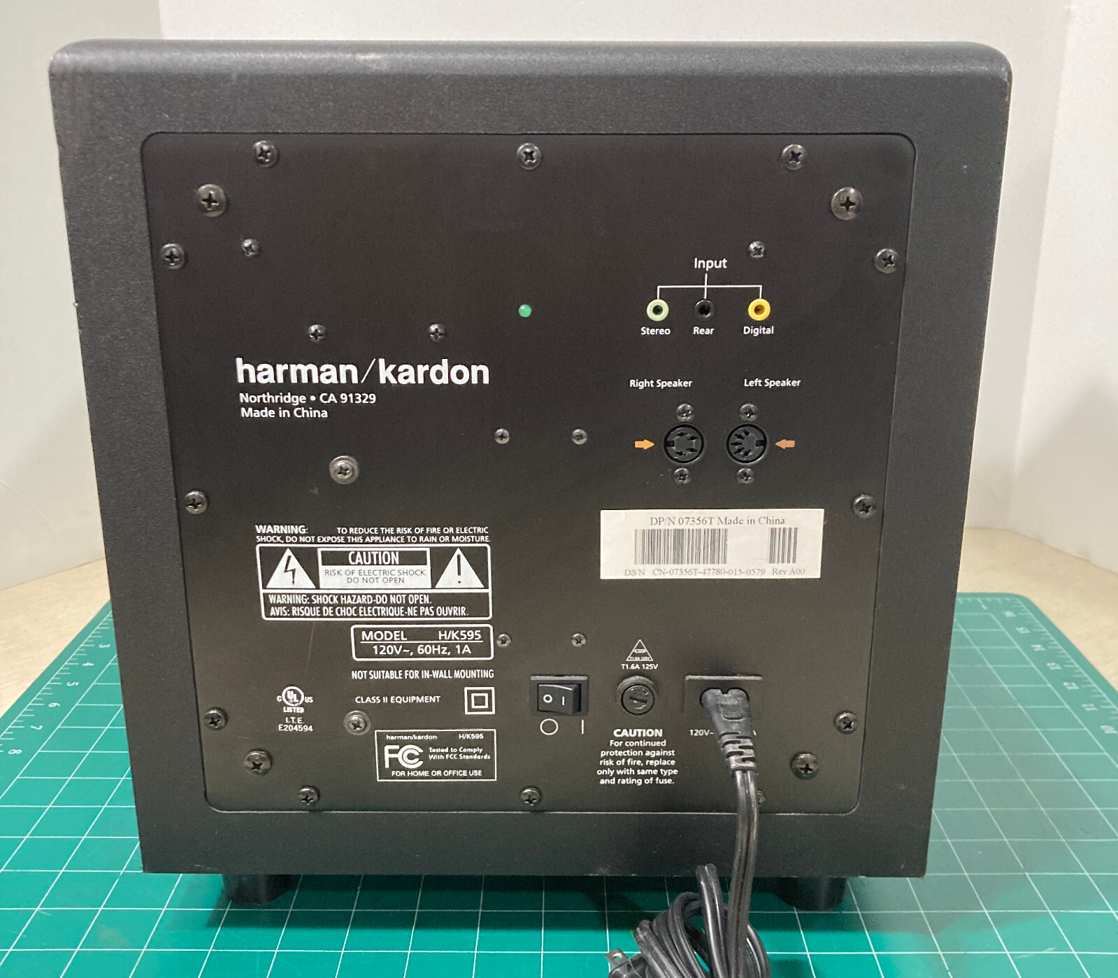 Harman Kardon HK595 H/K595 Active Powered Subwoofer & CableBass Tested