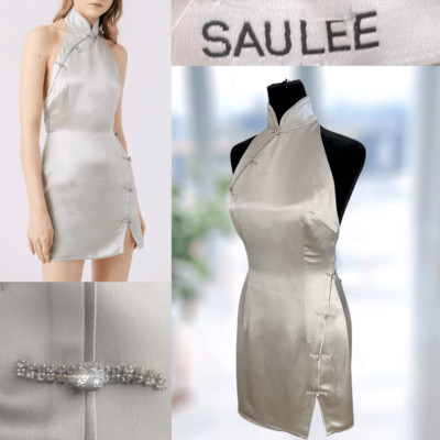 SAU LEE Mae SOLD OUT Cheongsam-style crystal Embelished backless dress size 2