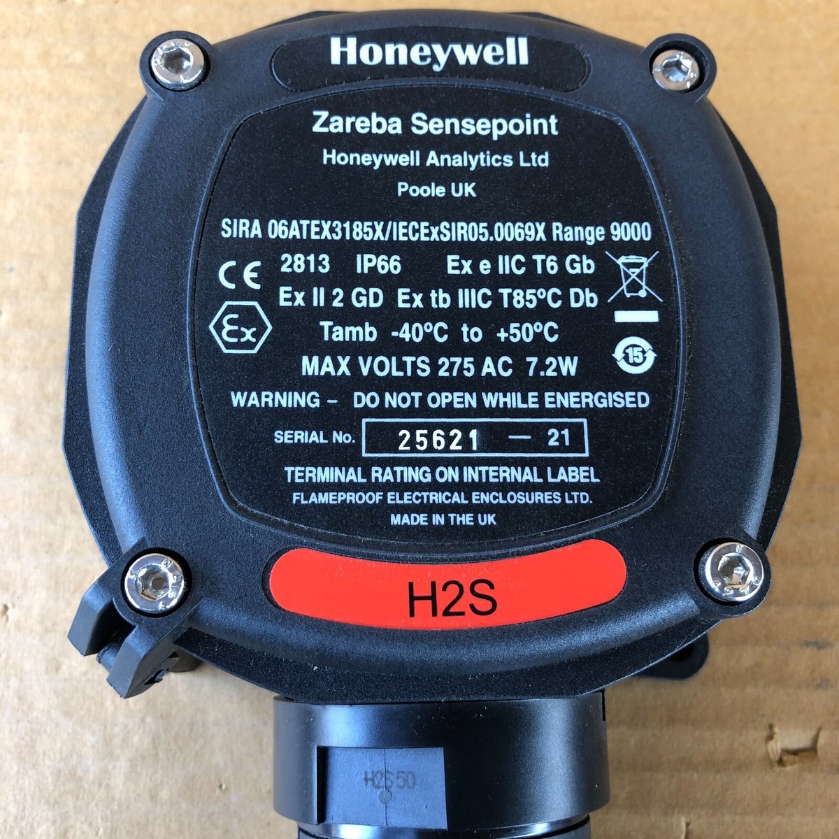 HONEYWELL ZAREBA SENSPOINT SIRA 06ATEX3185X H2S GAS SENSOR