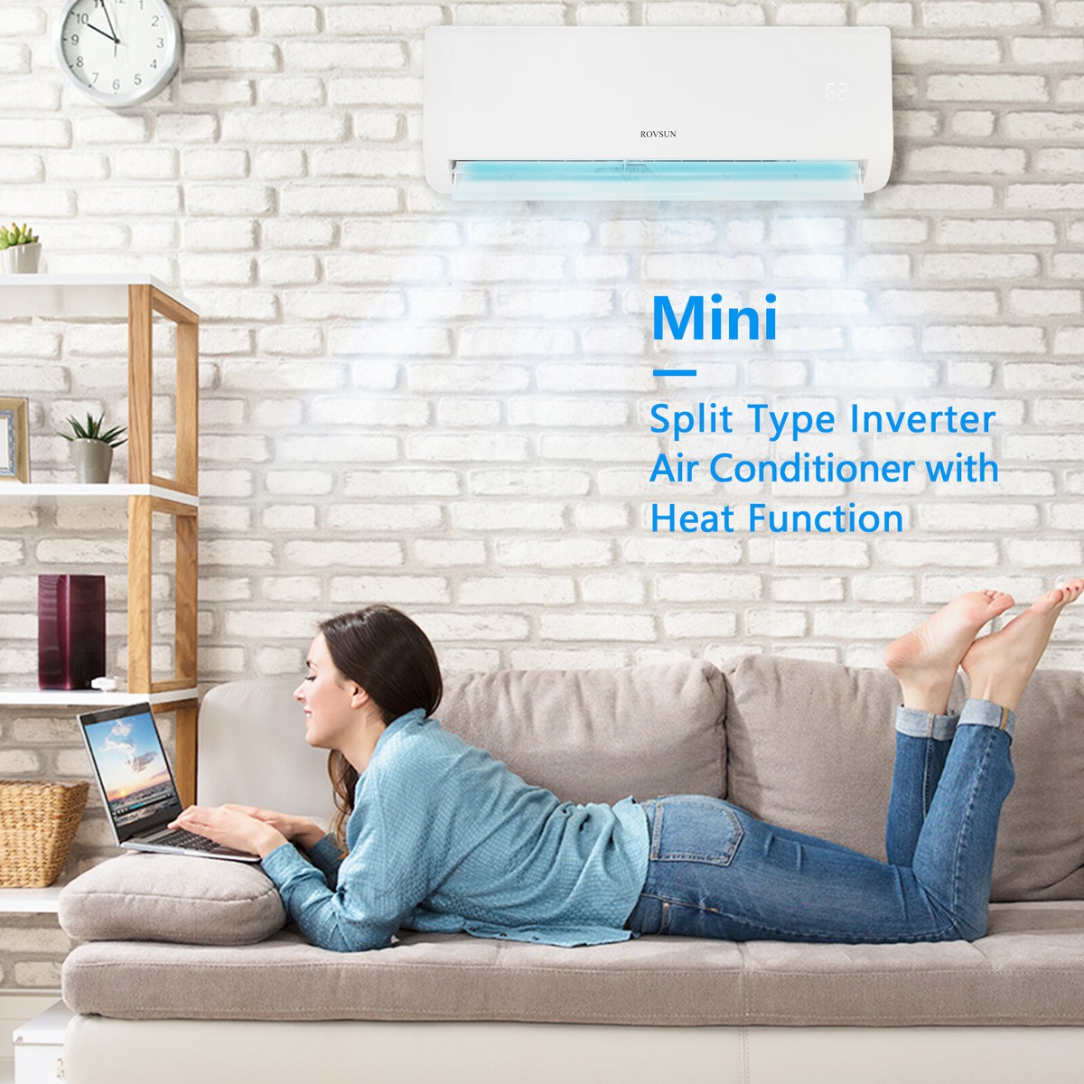 ROVSUN 9000BTU Mini Split AC/Heating System, 19SEER Wall Air Conditioner  Heater | eBay