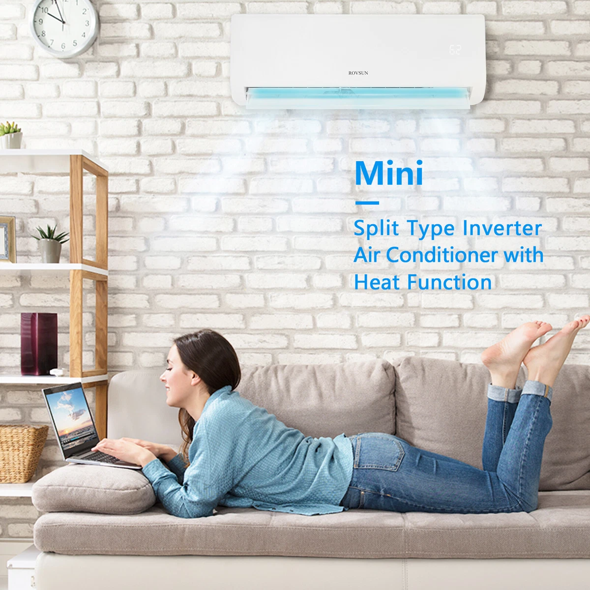 ROVSUN 9000BTU Mini Split AC/Heating System, 19SEER Wall Air Conditioner  Heater | eBay