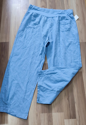 Italy Hose Damen Leinenhose %100 Leinen Schlupfhose Ballonhose Sommerhose 38-54