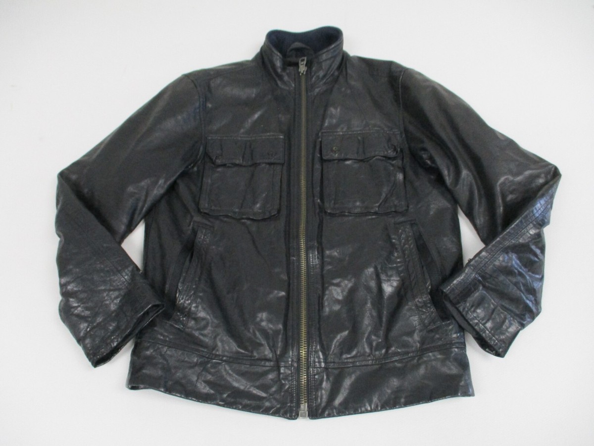 ジャケット・アウター 90s old gap leather jacket Vintage Gap Car Coat Leather Jacket Quilted Black Mens Large